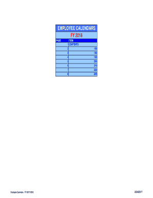 Fillable Online EMPLOYEE CALENDARS Fax Email Print - pdfFiller
