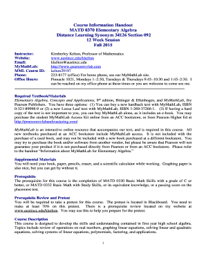 Fillable Online Course Information Handout Fax Email Print - pdfFiller