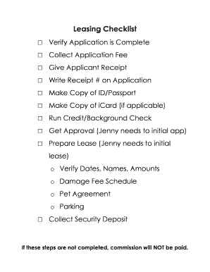 Fillable Online Leasing Checklist Fax Email Print - pdfFiller