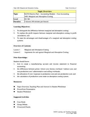 Topic A08: Marginal and Absorption Costing