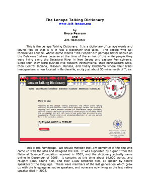 Fillable Online The Lenape Talking Dictionary Fax Email Print - pdfFiller