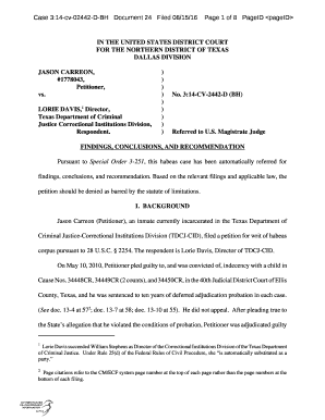 Case 3:14-cv-02442-D-BH Document 24 Filed 08/15/16