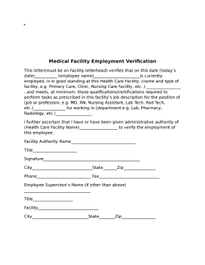 Medical Facility Employment Verification