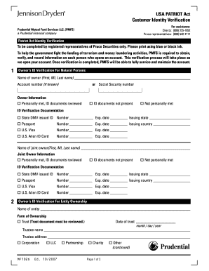USA PATRIOT Act Identity Verification Form
