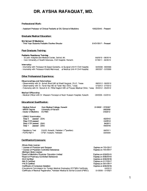 Dr.Aysha Rafaquat Updated Resume SIU - SIU School of Medicine