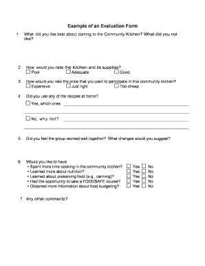 Fillable Online Example of an Evaluation Form Fax Email Print - pdfFiller