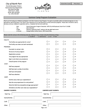 Summer Camp Program Evaluation Form