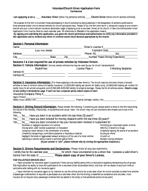 Volunteer/Church Driver Application Form