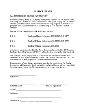 To: CENTRE FOR SOCIAL INNOVATION