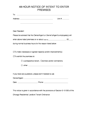 48HOUR NOTICE OF INTENT TO ENTER
