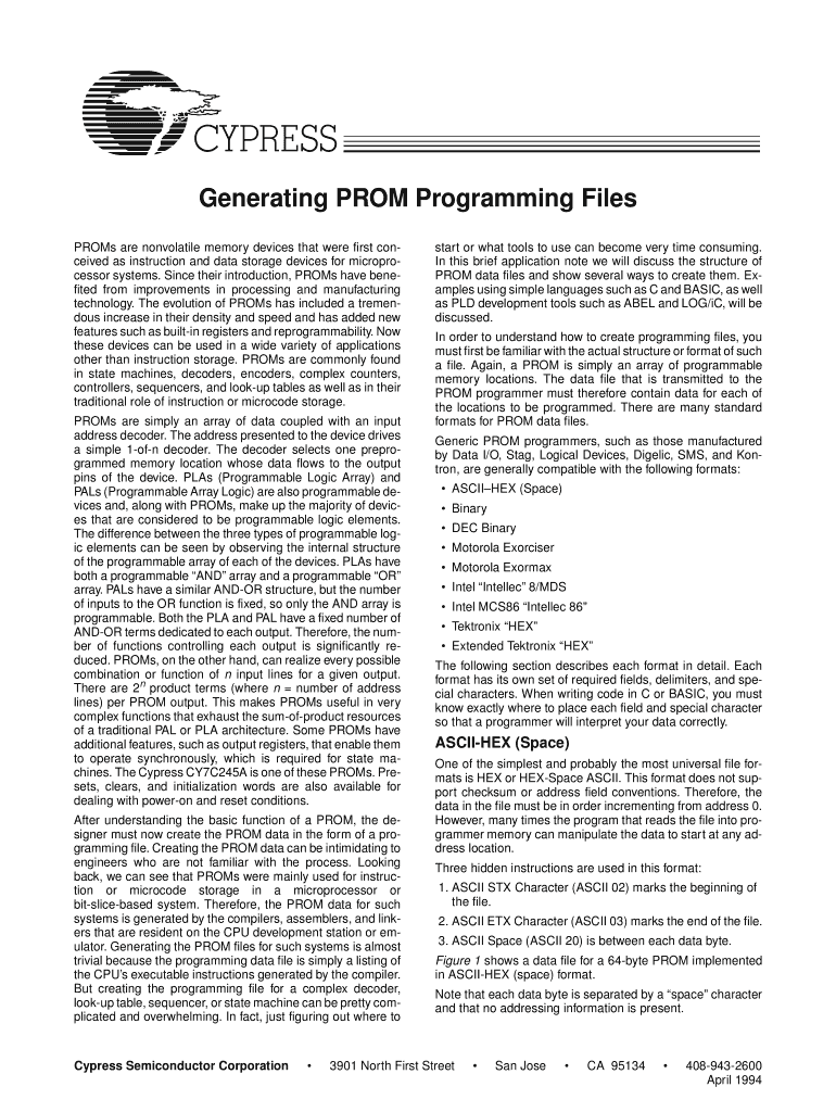 Fillable Online Generating PROM Programming Files Fax Email Print ...