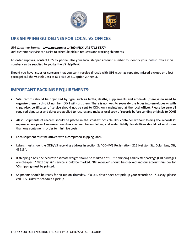 Fillable Online UPS SHIPPING GUIDELINES FOR LOCAL VS OFFICES Fax Email