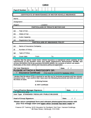 CERTIFICATE OF MAINTENANCE OF MOTOR VEHICLE INSURANCE