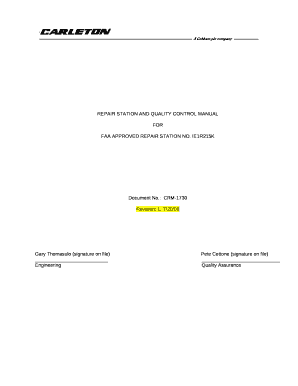 REPAIR STATION AND QUALITY CONTROL MANUAL