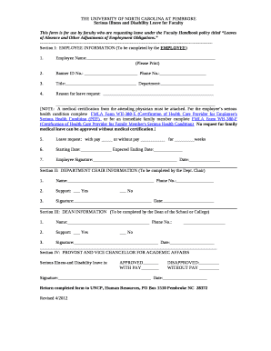 This form is for use by faculty who are requesting leave under the Faculty Handbook policy titled Leaves of Absence and Other Adjustments of Employment Obligations