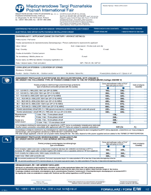 Poznań International Fair Electrical and Water Supply Order Form