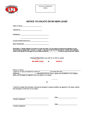 Lease Renewal Notices: Not Renewing Lease Letter (landlord and...