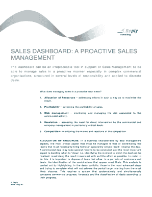 Fillable Online SALES DASHBOARD: A PROACTIVE SALES Fax Email Print ...