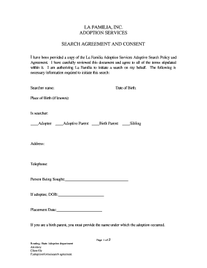 SEARCH AGREEMENT AND CONSENT