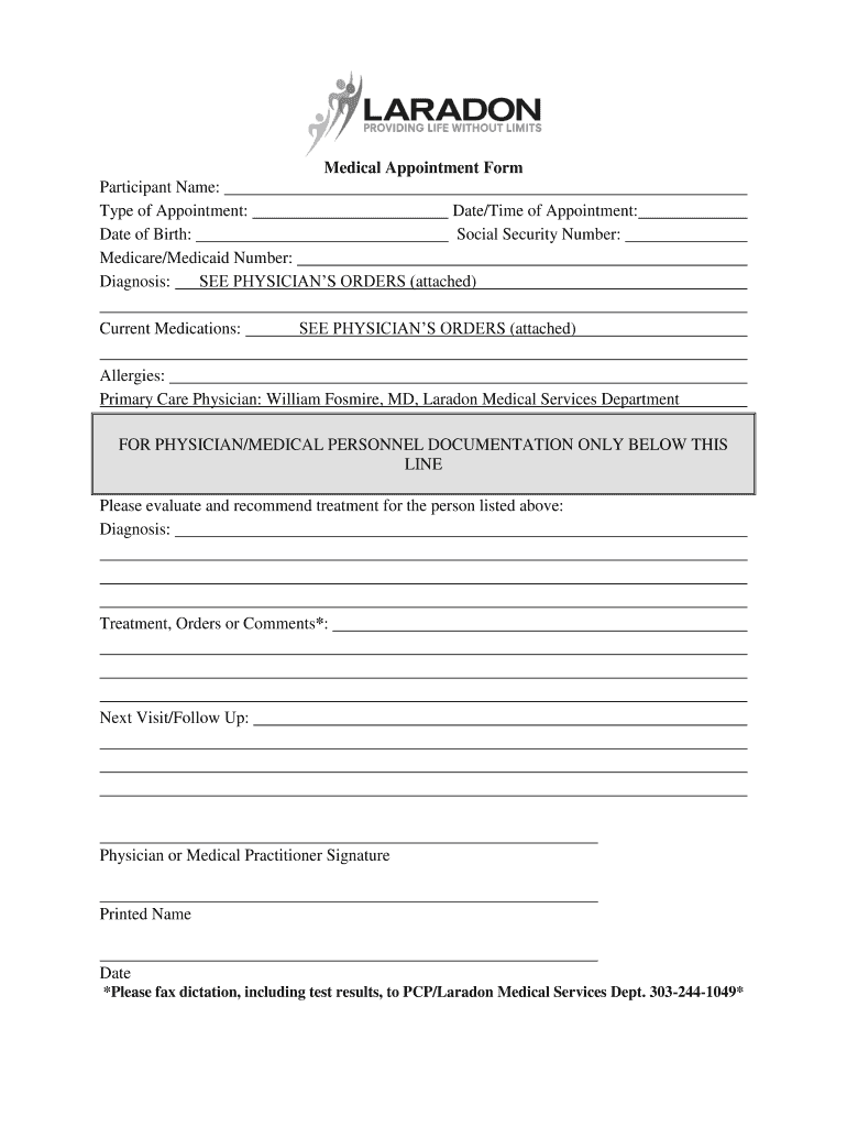doctor appointment form template free download