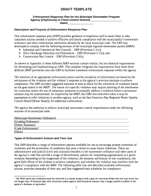 Enforcement Response Plan for the Municipal Stormwater Program