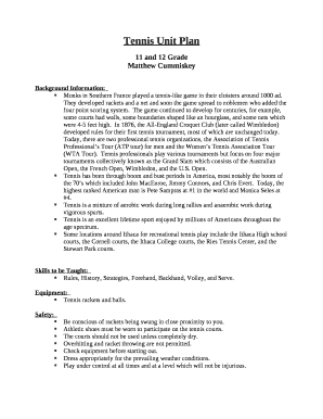 Tennis Unit Plan
