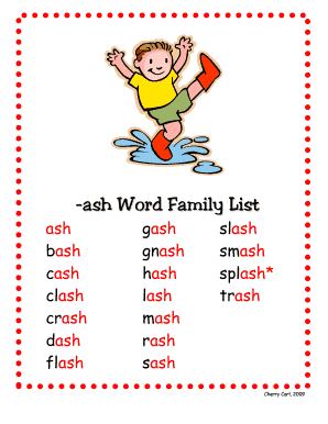 Ash Word Family - Fill Online, Printable, Fillable, Blank | Pdffiller