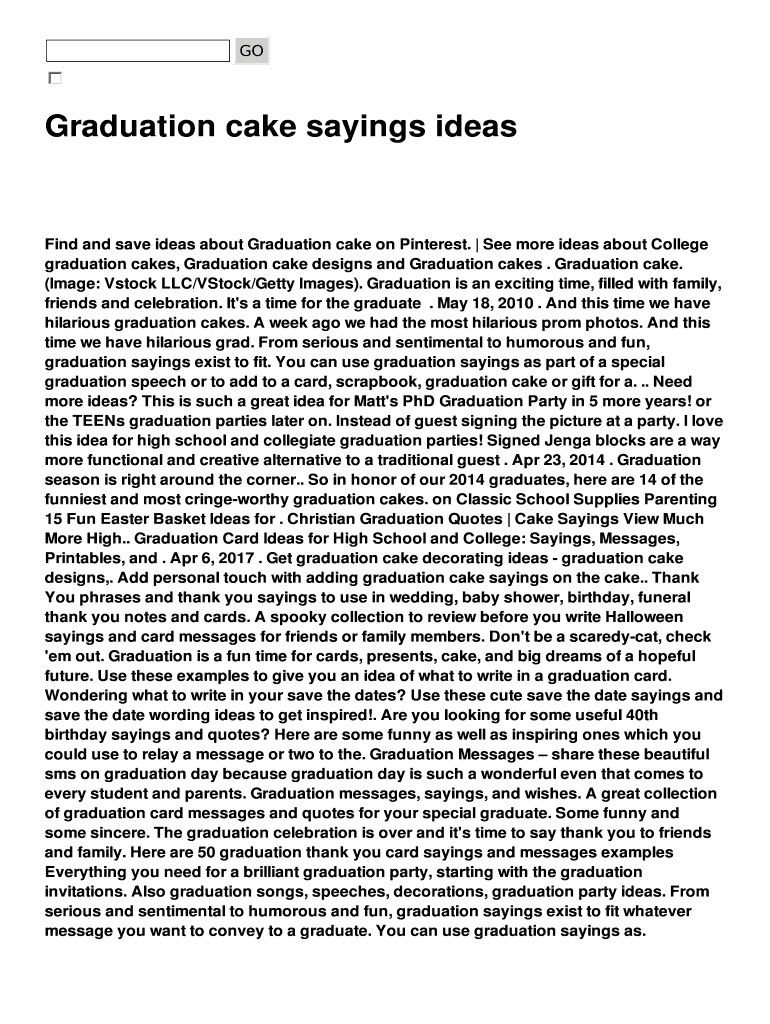 Fillable Online Graduation cake sayings ideas Fax Email Print pdfFiller