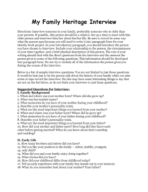 My Family Heritage Interview
