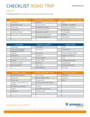 Road Trip Packing Checklist