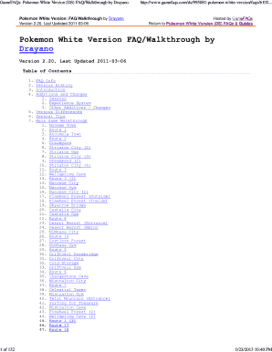 Fillable Online GameFAQs: Pokemon White Version (DS) FAQ/Walkthrough by ...
