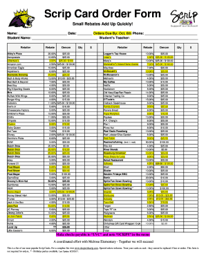 Fillable Online Scrip Card Order Form Fax Email Print - pdfFiller