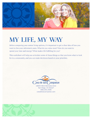 Fillable Online MY LIFE, MY WAY Fax Email Print - pdfFiller