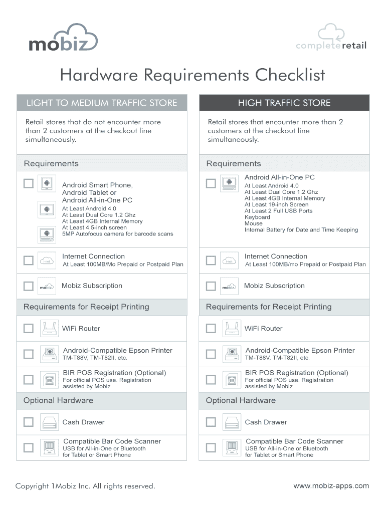 Fillable Online Hardware Requirements Checklist Fax Email Print pdfFiller
