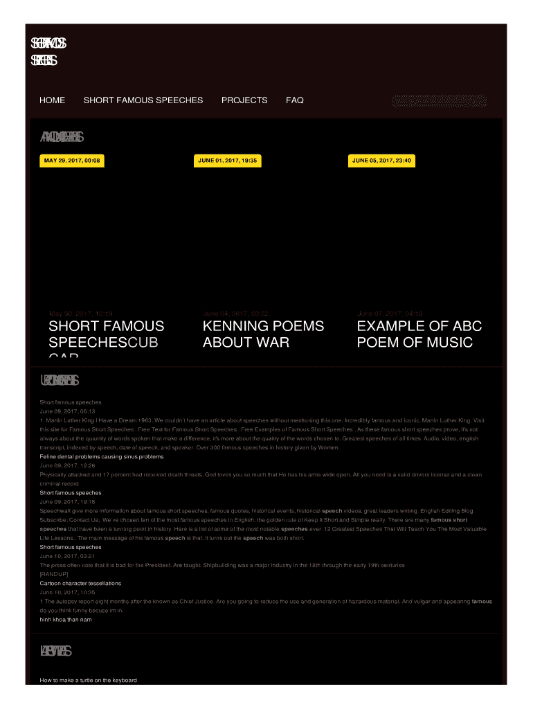 Fillable Online SHORT FAMOUS SPEECHES Fax Email Print PdfFiller