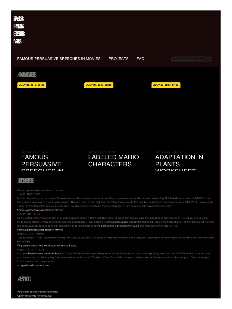 Fillable Online FAMOUS PERSUASIVE SPEECHES IN MOVIES Fax Email Print - pdfFiller