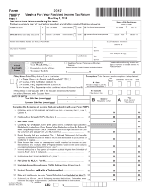 Virginia Part-Year Resident Income Tax Return
