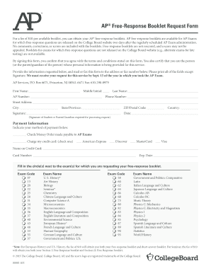 AP Free-Response Booklet Request Form