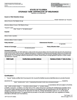 Florida Storage Tank Certificate of Insurance