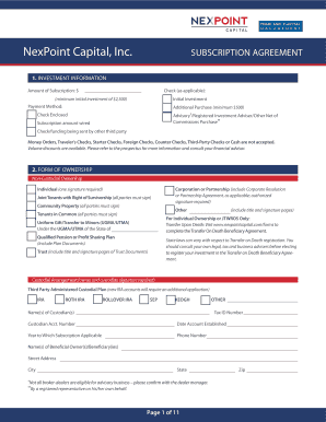 INSTRUCTIONS TO INVESTORS &amp; SUBSCRIPTION AGREEMENT