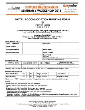 cameroon hotel booking sheet