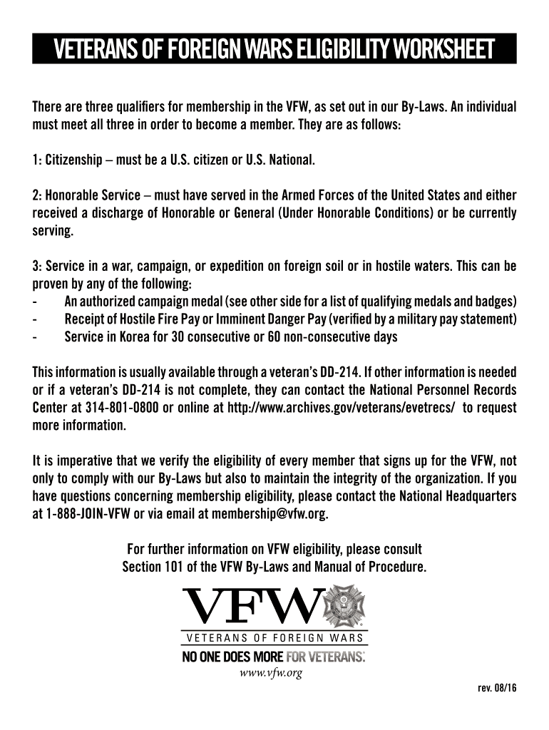 Fillable Online There are three qualifiers for membership in the VFW