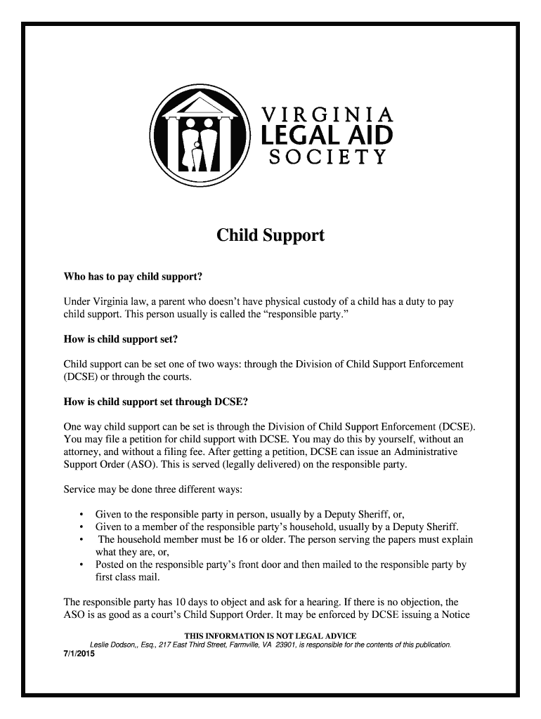 Fillable Online Child Support in Virginia Everything You Need to Know