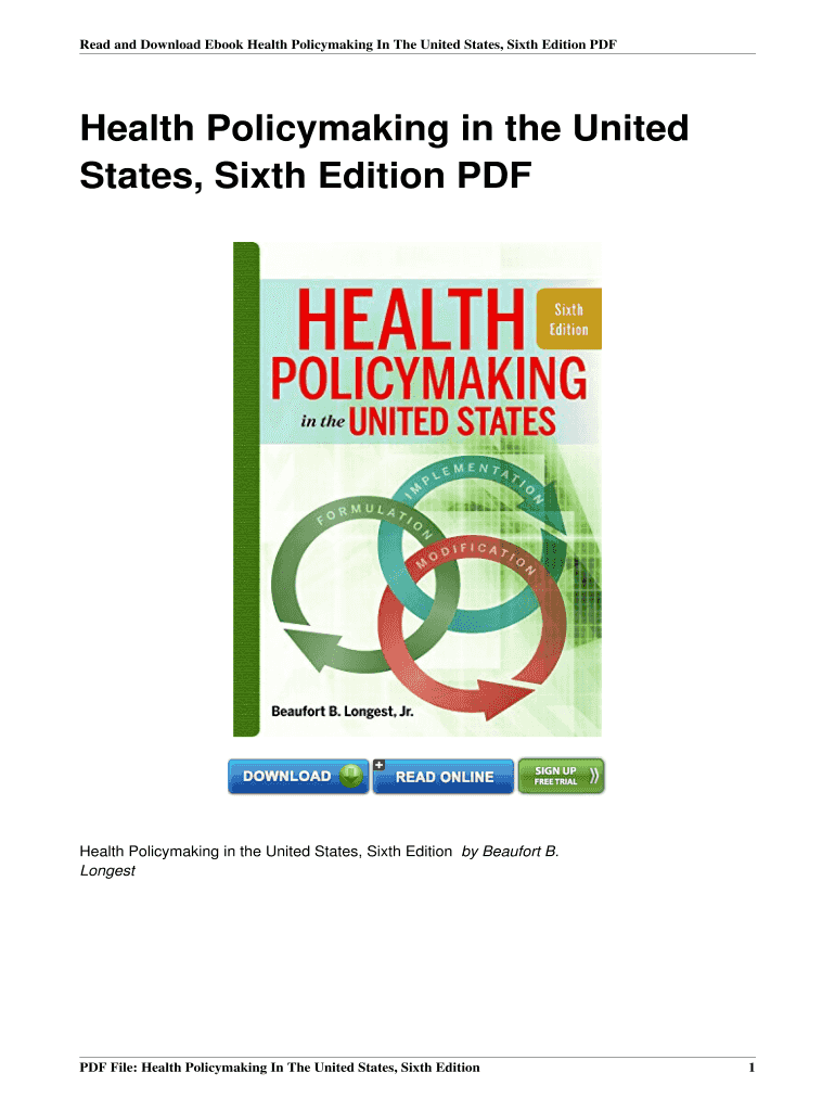 health policymaking in the united states Preview on Page 1