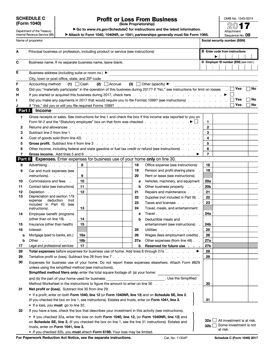 IRS 1040 - Schedule C 2024 Form vs. Form 1040x