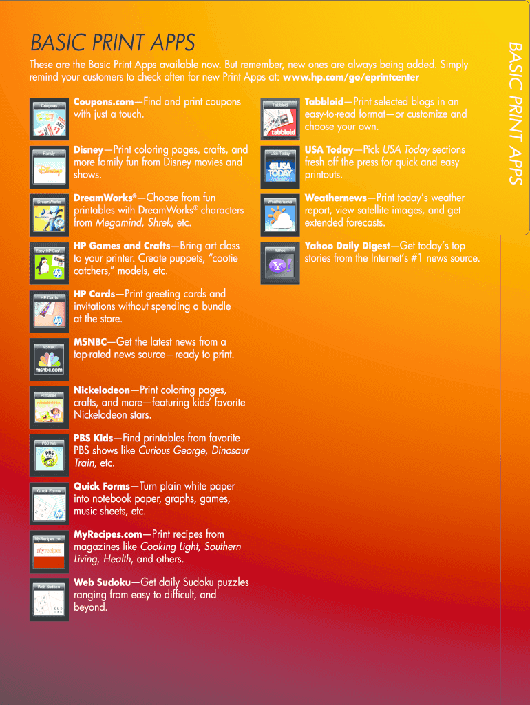 Fillable Online These are the Basic Print Apps available now Fax Email ...