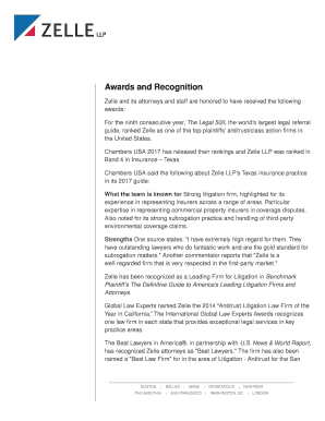 Fillable Online Zelle and its attorneys and staff are honored to have ...