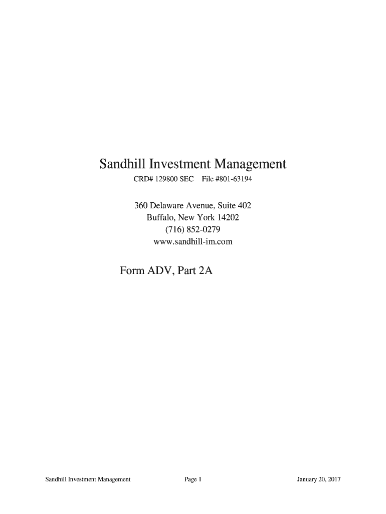 Fillable Online Sandhill Investment Management Fax Email Print pdfFiller