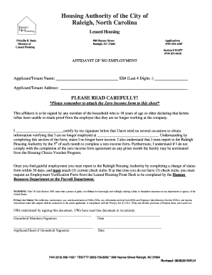 Affidavit of No Employment
