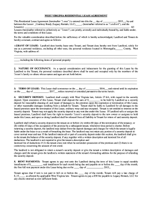 Fillable Online WEST VIRGINIA RESIDENTIAL LEASE AGREEMENT Fax Email ...